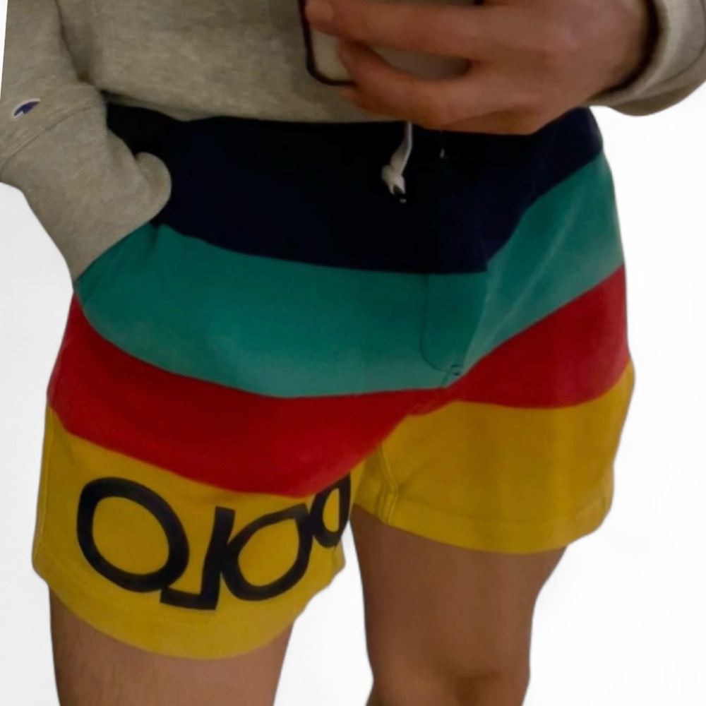 Polo Ralph Lauren Colorful Striped Magic Fleece 6” Shorts Small Preppy Varsity